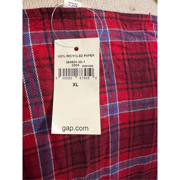 NWT GAP Red & Blue Plaid Faux-Wrap Ruffle Hem Dress XL - Picture 5 of 8